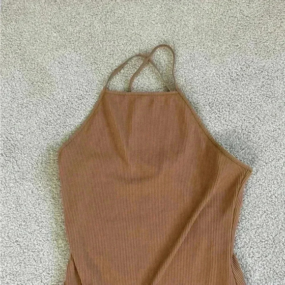 Wild fable brown ribbed stretchy bodysuit romper in size large - Picture 2 of 6